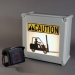 Fork Truck Caution System Wall Mount with motion sensor, Intended to warn pedestrians