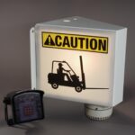 Fork Truck Caution System Door Mount with motion sensor, Intended to warn pedestrians