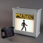 Pedestrian Caution System Wall Mount with motion sensor – Intended to warn vehicles