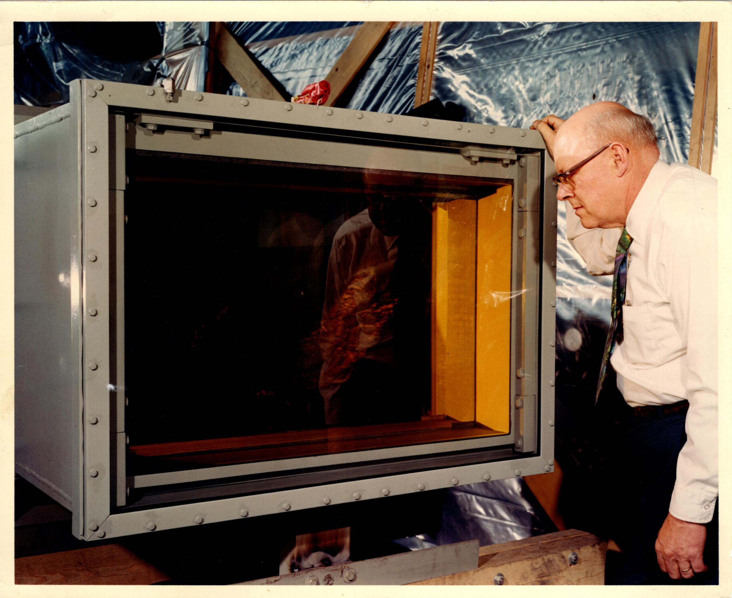 Dr. Kreuger inspecting Radiation Shielding Window